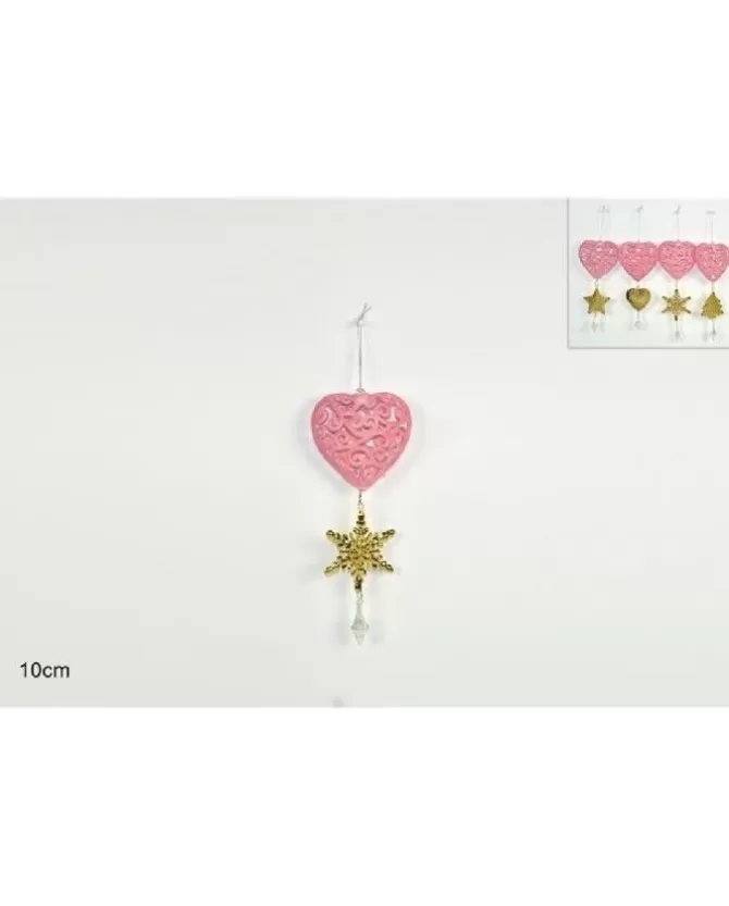 Addobbo Appendino Cuore Di Velluto Rosa Con Pendente 10 Cm>DUE ESSE CHRISTMAS Cheap