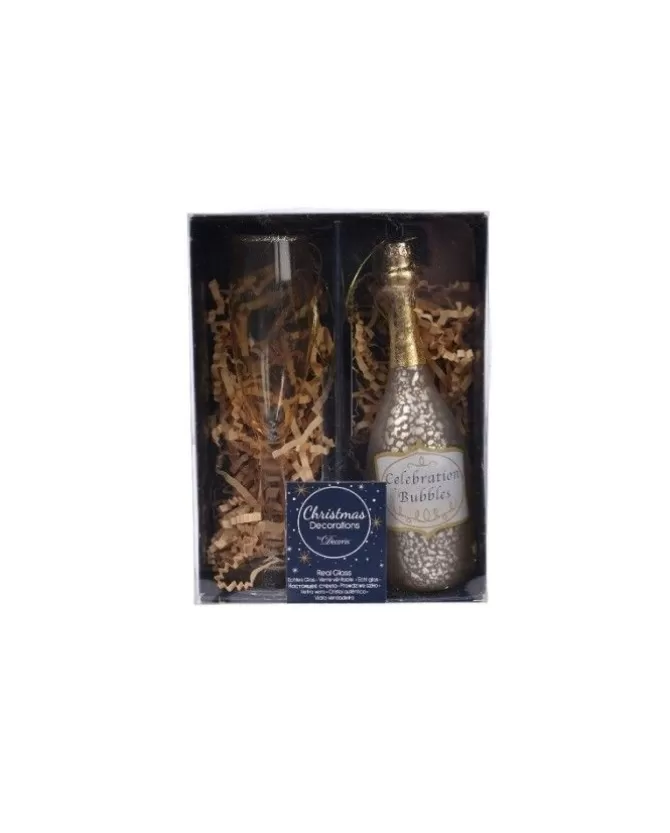 Addobbo Appendino Di Vetro Bottiglia Champagne E Calice Per Albero Di Natale>KAEMING Hot