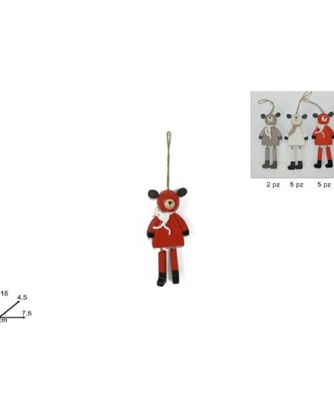 Addobbo Appendino Orsetto Per Albero Di Natale 18 Cm>DUE ESSE CHRISTMAS New