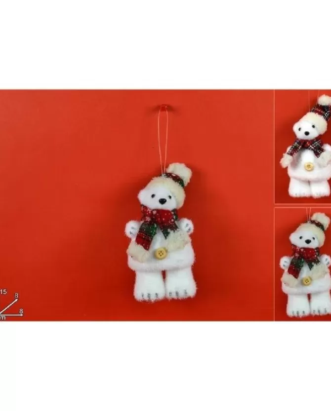 Addobbo Appendino Orso Polare Con Cappello E Sciarpa Per Albero Di Natale 15Cm>DUE ESSE CHRISTMAS Sale