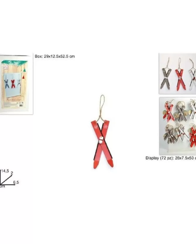 Addobbo Appendino Sci Con Campanellini 14,5X2X6,5 Cm Per Albero Di Natale>* Flash Sale