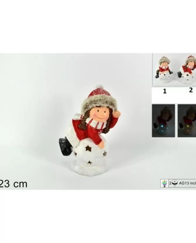 Addobbo Bimbo Con Pelliccia Su Sfera Che Si Illumina 23Cm>DUE ESSE CHRISTMAS Clearance