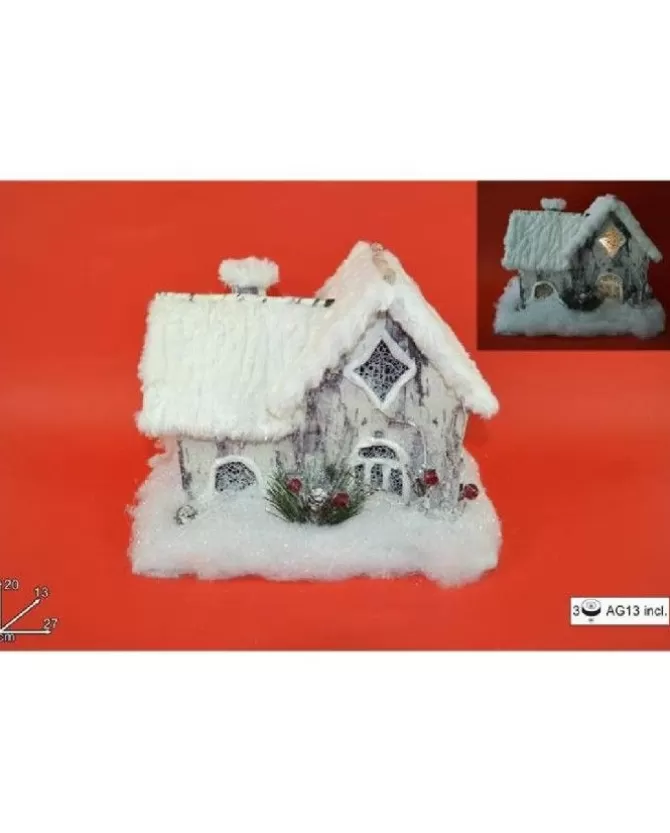 Addobbo Di Natale Casa Con Tetto In Pelliccia Effetto Neve 20X13X27Cm>* Discount