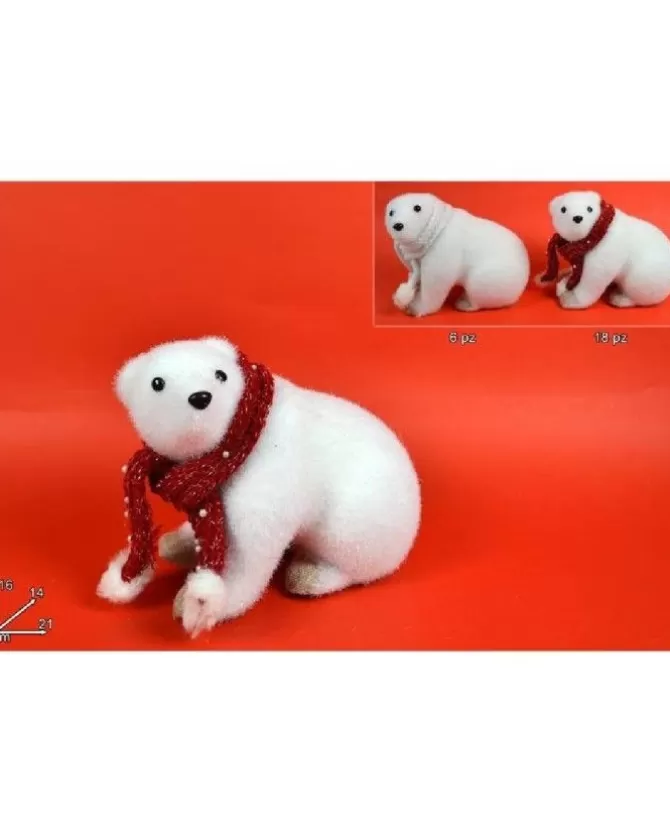 Addobbo Di Natale Orso Polare Seduto Con Sciarpa Rossa 16X14X21Cm>DUE ESSE CHRISTMAS Fashion