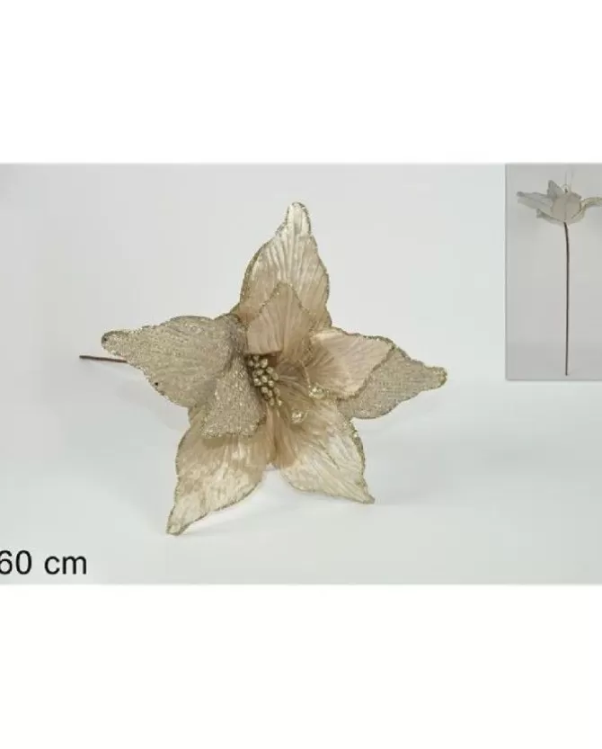 Addobbo Di Natale Stelo Fiore Stella Con Petali Bicolore 60Cm>* Store