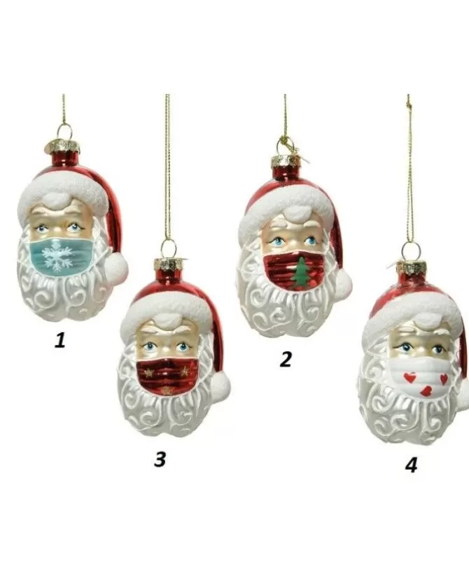 Addobbo Di Vetro Babbo Natale Con Mascherina H9 Cm 1Pz Per Albero Di Natale>KAEMING Discount