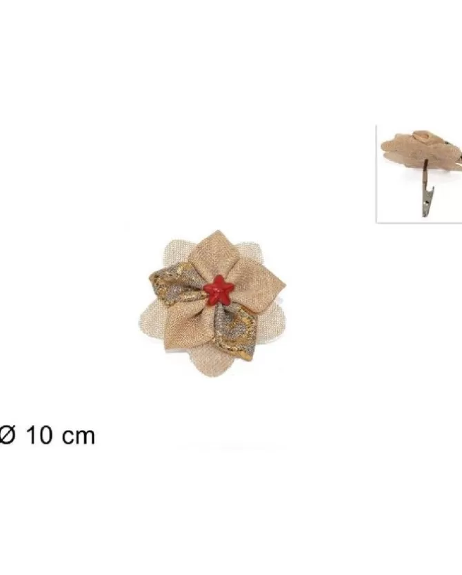 Addobbo Fiore Di Juta 10Cm Oro Per Decorazioni Di Natale>* Fashion