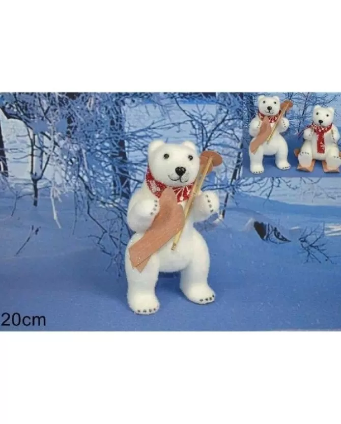 Addobbo Orso Polare Bianco Su Sci Con Sciarpa Juta 20Cm>DUE ESSE CHRISTMAS Outlet