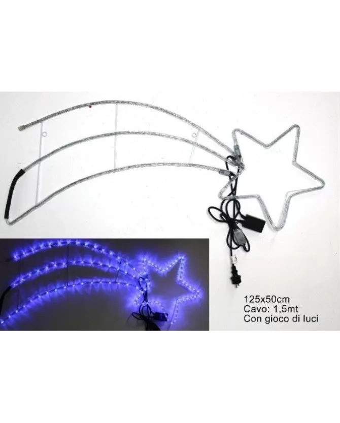Addobbo Stella Cometa Da Esterno Con Luci Blu A Led 125X50 Cm>* Best