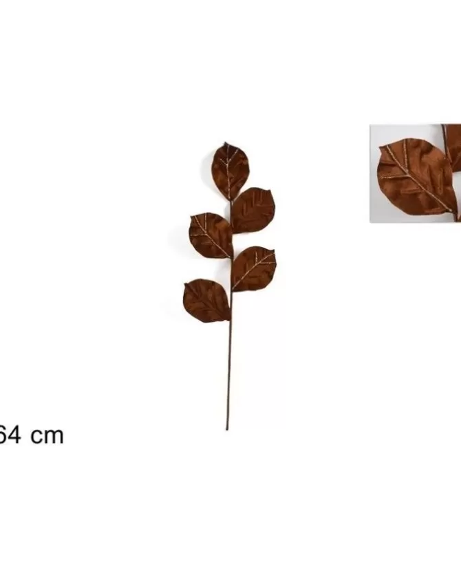 Addobbo Stelo Foglie Di Velluto Marroni 64Cm Per Albero Di Natale>DUE ESSE CHRISTMAS Store
