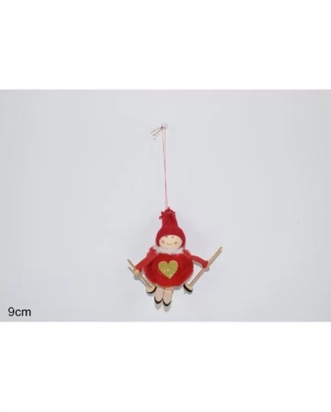 Addobo Appendino Bambola Rossa Con Pelliccia Su Sci Per Albero Di Natale 9 Cm>DUE ESSE CHRISTMAS Store