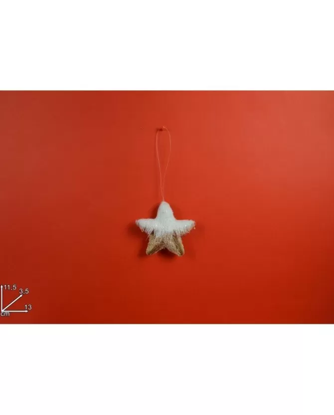 Addobo Stella Innevata Di Legno 13Cm Per Albero Di Natale>* Clearance