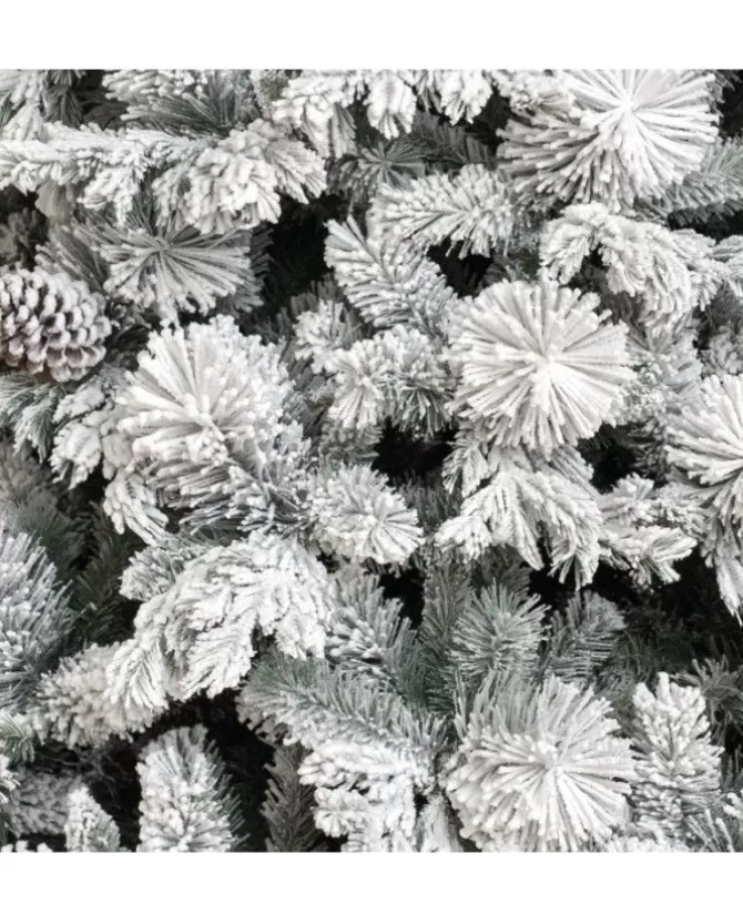 Albero Di Natale Bianco Innevato Big Sky Con Pigne 210 Cm | Chianese>XONE Discount