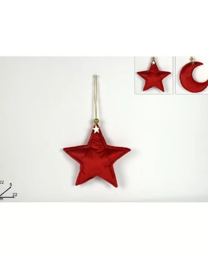 Appendino Stella - Luna In Velluto Rosso Per Albero Di Natale 1Pz>DUE ESSE CHRISTMAS Cheap
