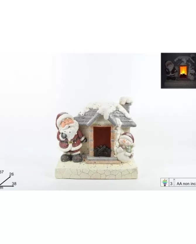 Casetta Con Babbo Natale Luce Led Effetto Fuoco A Batteria 37X26X38 Cm>DUE ESSE CHRISTMAS Store