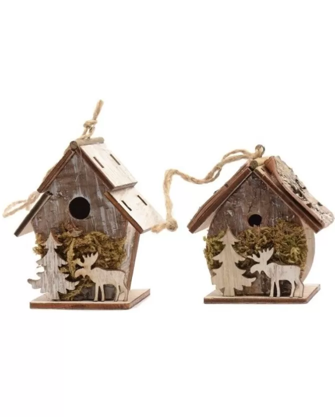 Casetta Degli Uccelli Corteccia W Albero, W Renna W Muschio 2 Modelli Assortiti>KAEMING Sale