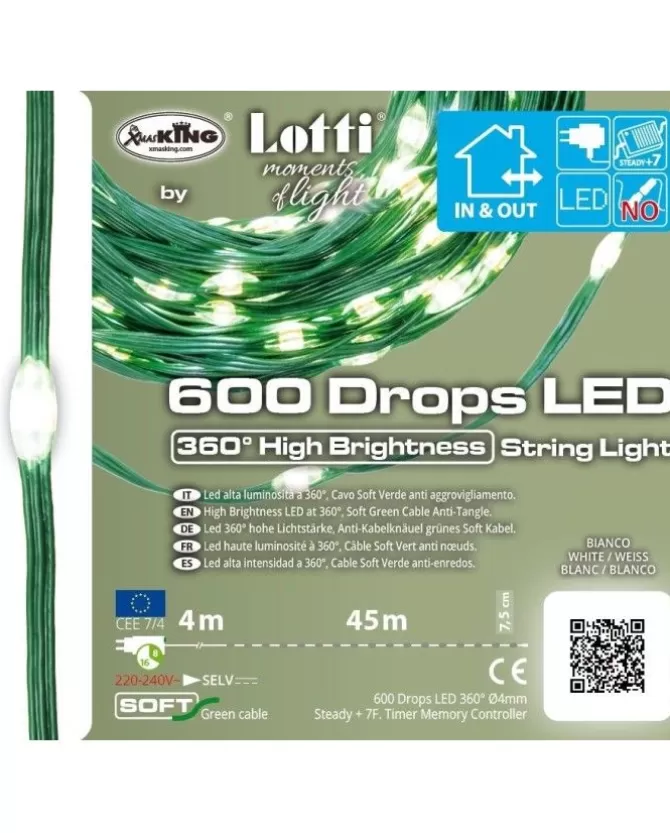 Catena Lineare 600 Gocce Di Luce Led 360° Bianco Catena Lineare 45M Mt>LOTTI Shop