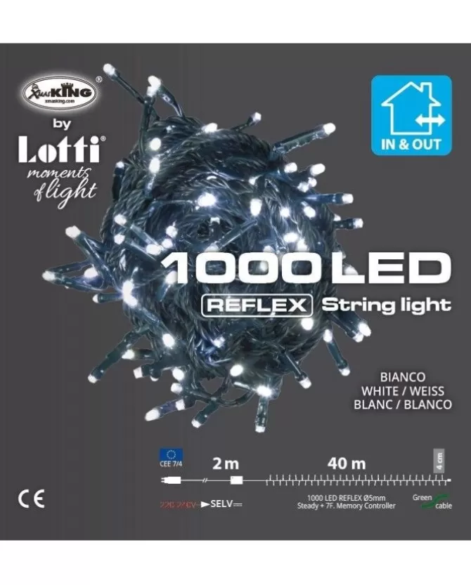 Catena Luci 1000 Led Luce Fredda Cavo 40Mt Per Albero Di Natale>LOTTI Hot