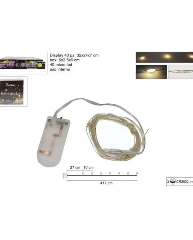 Catena Luci 40 Micro Led Bianco Caldo A Batteria Per Albero Di Natale>DUE ESSE CHRISTMAS Outlet