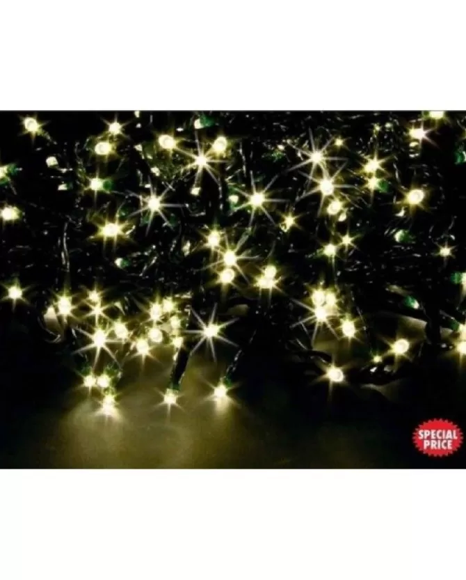 Catena Luci 96 Led Super Strobo Bianco Caldo 10Mt Per Albero Di Natale>* Discount