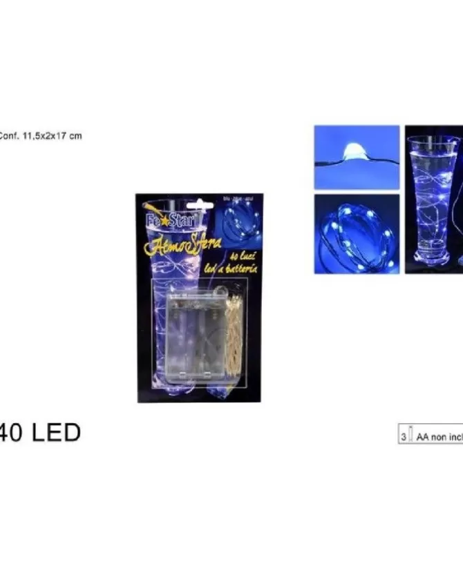 Catena Luci A Batteria 40 Led Luce Blu Per Albero Di Natale E Decorazioni>* Fashion