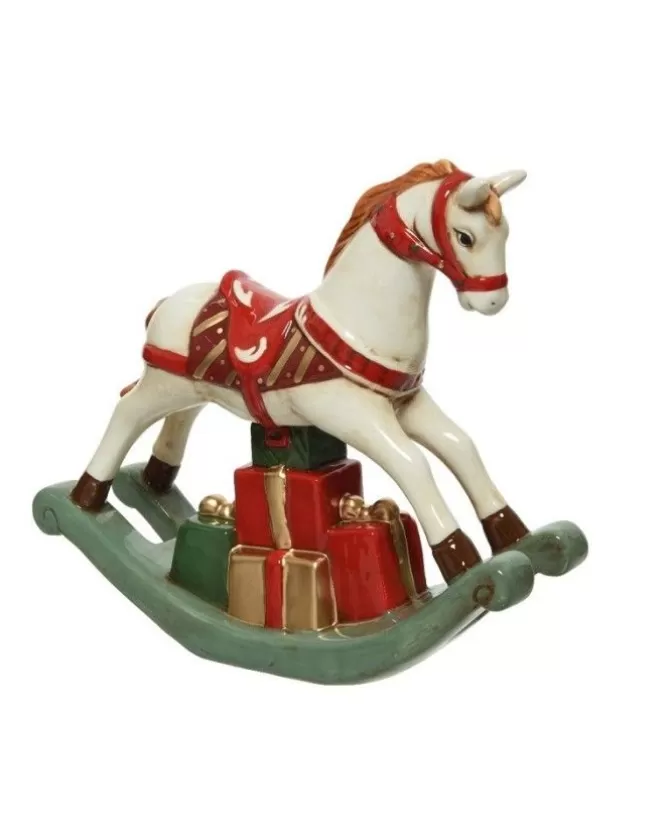 Cavallo A Dondolo Smaltato In Ceramica Dolomite Materiale Solido, Non Teme Urti,>KAEMING Online