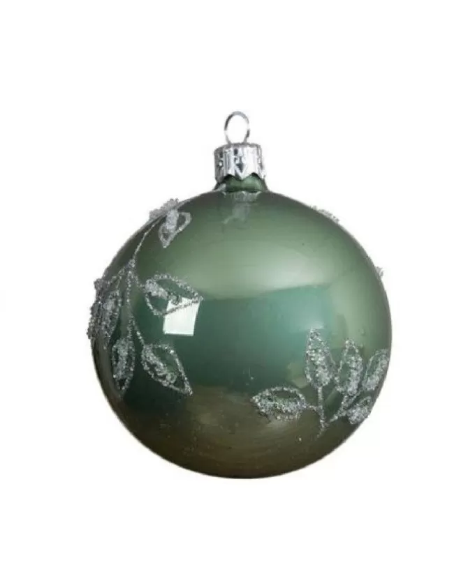Confezione 6 Palline Decorate Verde Salvia 8 Cm>KAEMING Cheap