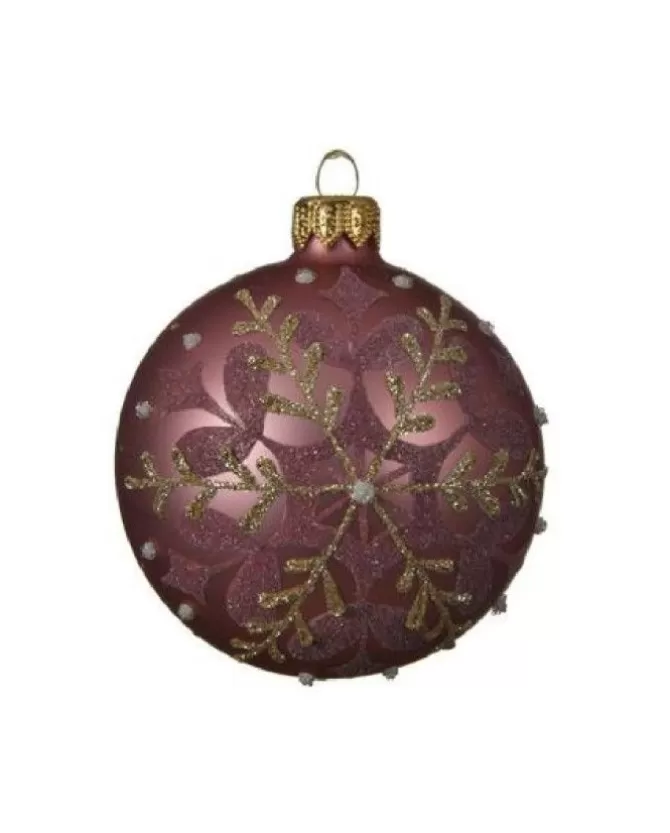 Confezione 6 Palline In Vetro Decorao Fiocco Di Neve Rosa Velluto>KAEMING Discount