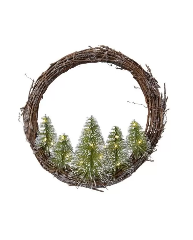 Corona In Legno Di Salice Con Pinetti In Miniatura Con Luci Led>KAEMING Store