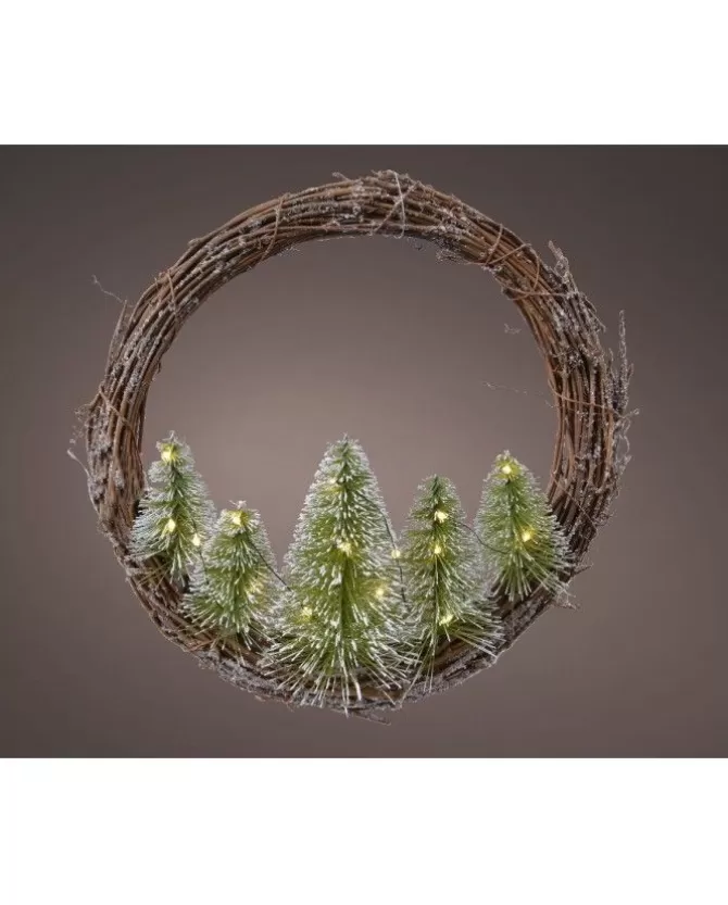 Corona In Legno Di Salice Con Pinetti In Miniatura Con Luci Led>KAEMING Store