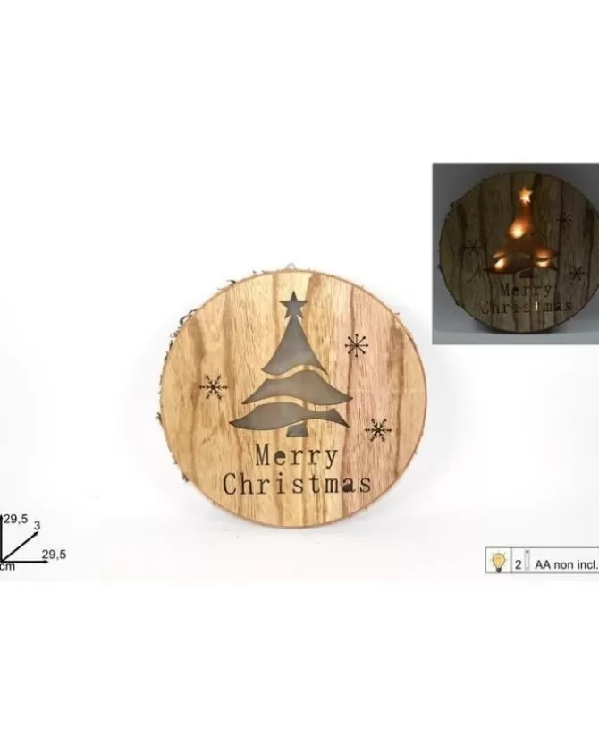 Decorazione Natalizia In Legno Con Luci Merry Christmas 29,5X3X29,5>DUE ESSE CHRISTMAS Sale