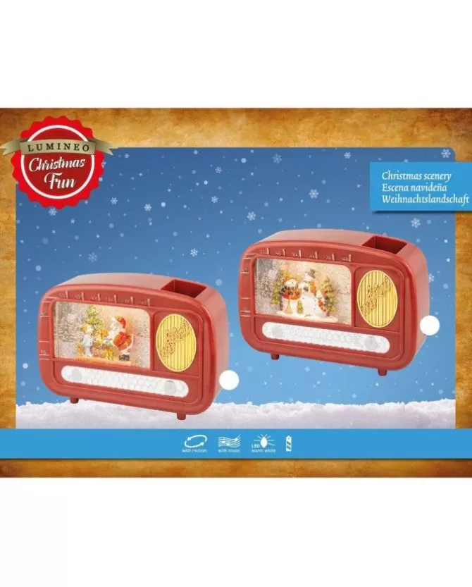 Decoro Radio Con Scenetta In Acqua Con Neve Led>KAEMING New