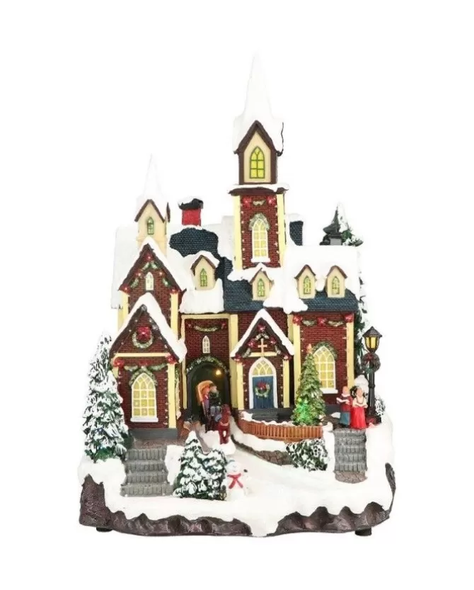 Giostrina Di Natale Chiesa Del Villaggio Con Luci 30X26X45 Cm>TIMSTOR Discount