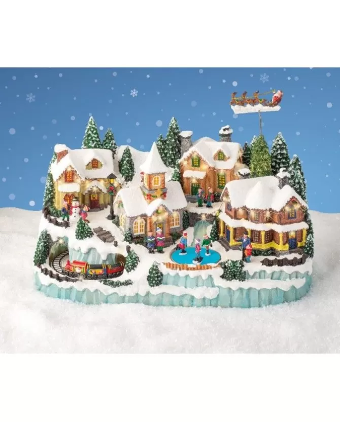 Giostrina Villaggio Di Natale Con Renne - Luci Suoni E Movimenti 37X58X37Cm>KAEMING Discount