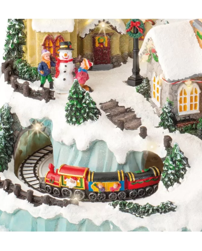 Giostrina Villaggio Di Natale Con Renne - Luci Suoni E Movimenti 37X58X37Cm>KAEMING Discount