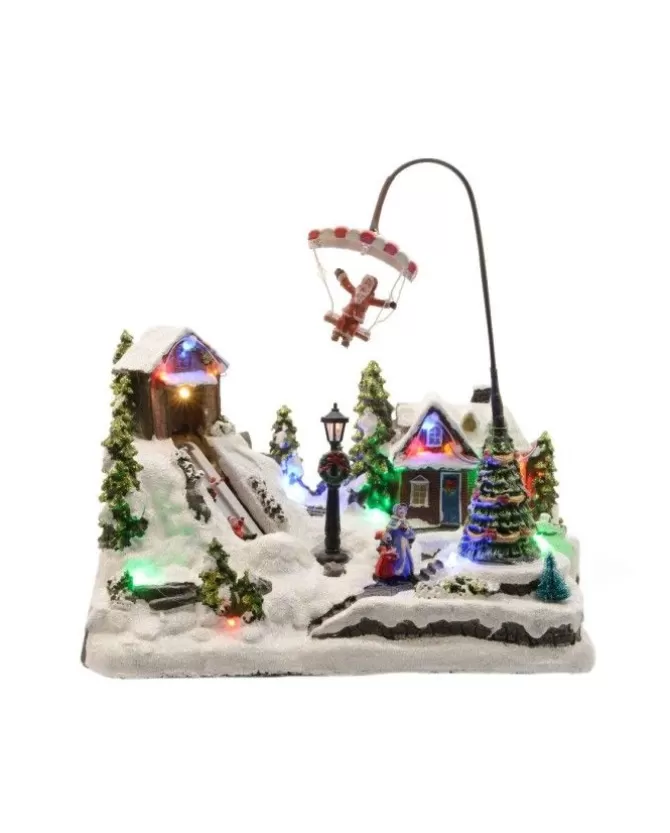 Giostrina Villaggio Di Natale In Polyresina Babbo Natale Con Paracadute>KAEMING New