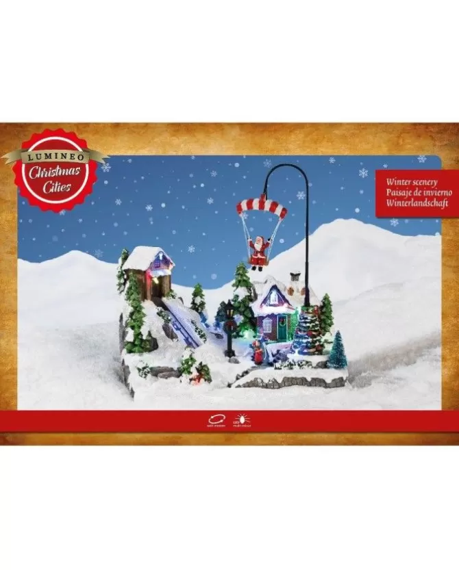 Giostrina Villaggio Di Natale In Polyresina Babbo Natale Con Paracadute>KAEMING New