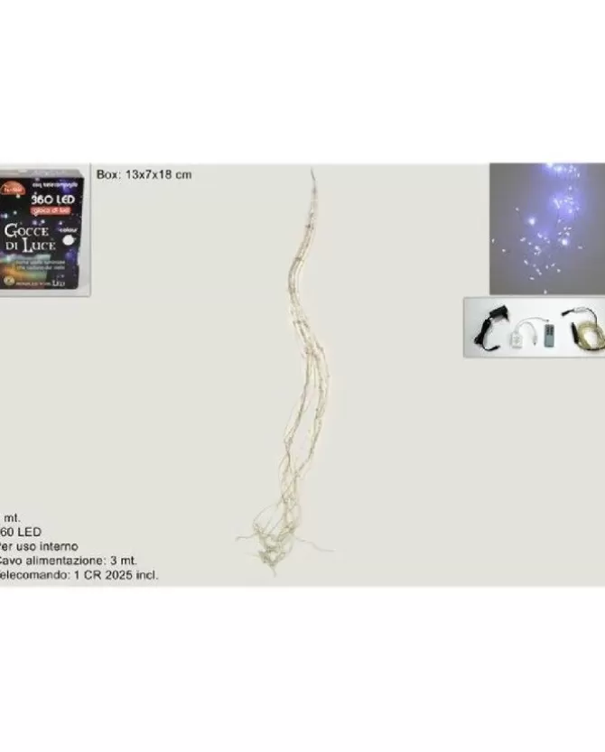 Gocce Di Luci Per Albero Di Natale 360 Nanoled Bianco Ghiaccio Uso Inteno 3Mt>* Shop