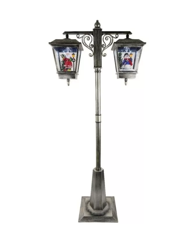 Lampione Doppia Lanterna Con Babbo Natale E Pupazzo Di Neve 80X40X180 Cm>TIMSTOR Shop
