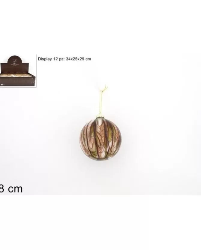 Pallina Di Vetro 80 Mm Marmorizzata Marrone E Verde>DUE ESSE CHRISTMAS Best Sale