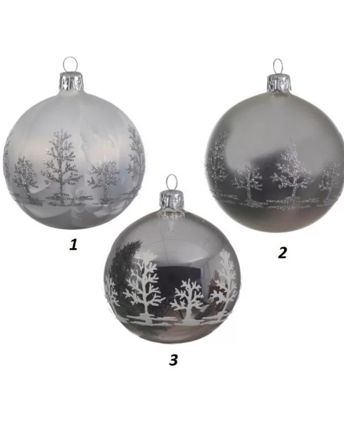 Pallina Di Vetro Decorata 80Mm 3Mod 1Pz Per Albero Di Natale>KAEMING Fashion