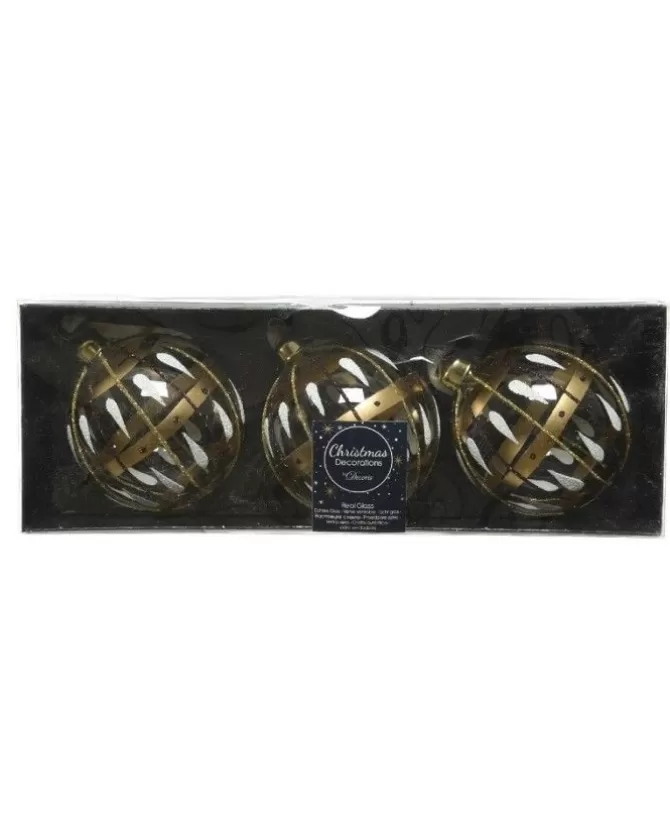 Pallina Di Vetro Decorata 80Mm Per Albero Di Natale 3Pz>KAEMING Store