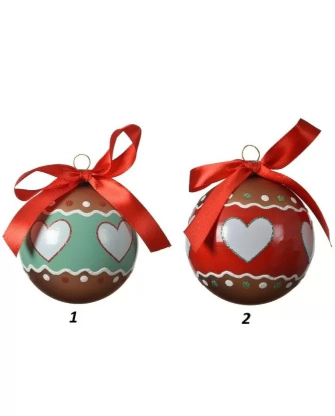 Pallina Di Vetro Decorata Con Cuori 80Mm 2 Modelli 1Pz Per Albero Di Natale>KAEMING New