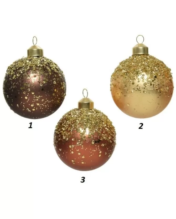 Pallina Di Vetro Decorata Oro 80Mm 3Colori 3Pz Per Albero Di Natale>KAEMING Outlet