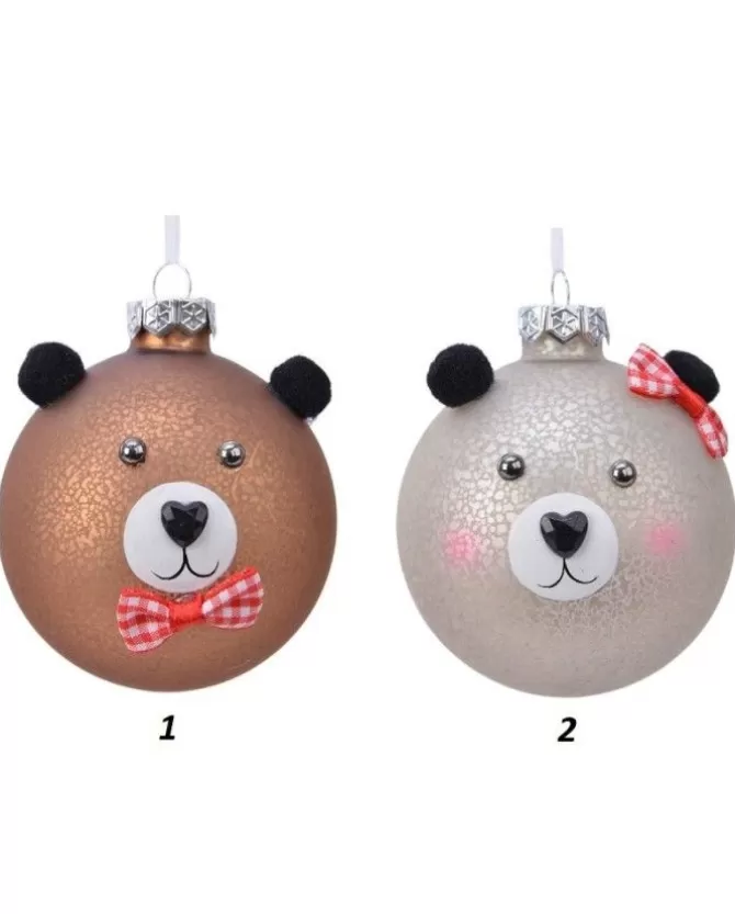 Pallina Di Vetro Decorata Orsetto 2Mod 80Mm 1Pz Per Albero Di Natale>KAEMING Sale