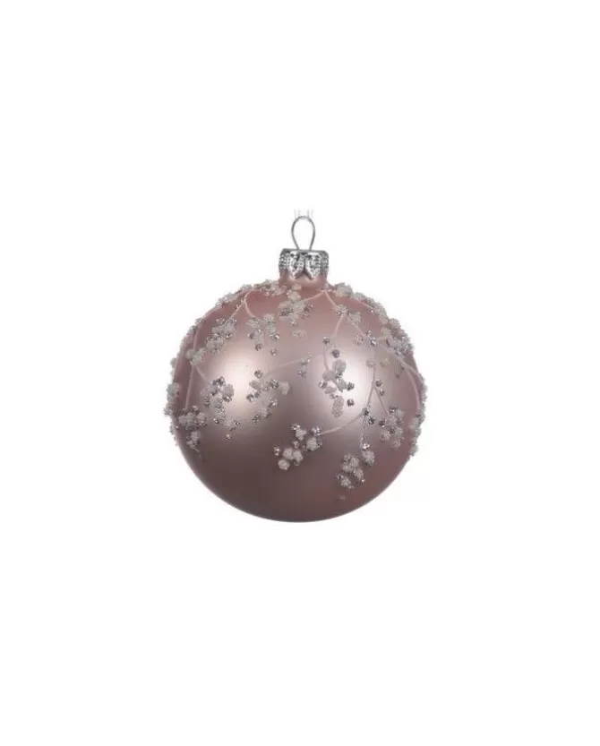 Pallina Di Vetro Decorata Rosa 80Mm 6Pz Per Albero Di Natale>KAEMING New