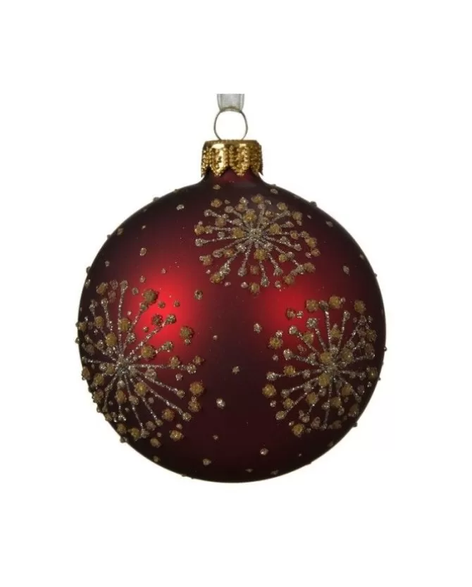 Pallina Di Vetro Decorata Rossa 80Mm Per Albero Di Natale 6Pz>KAEMING New