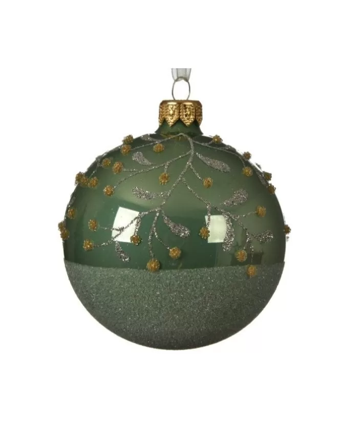 Pallina Di Vetro Decorata Verde 80Mm Per Albero Di Natale 6Pz>KAEMING Cheap