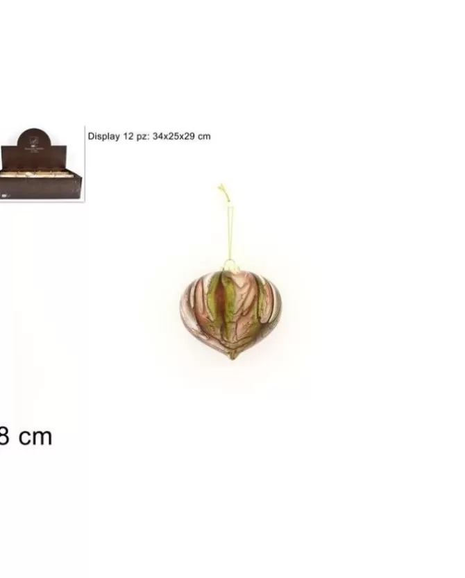 Pallina In Vetro A Goccia 80 Mm Marmorizzata Marrone E Verde>DUE ESSE CHRISTMAS Best