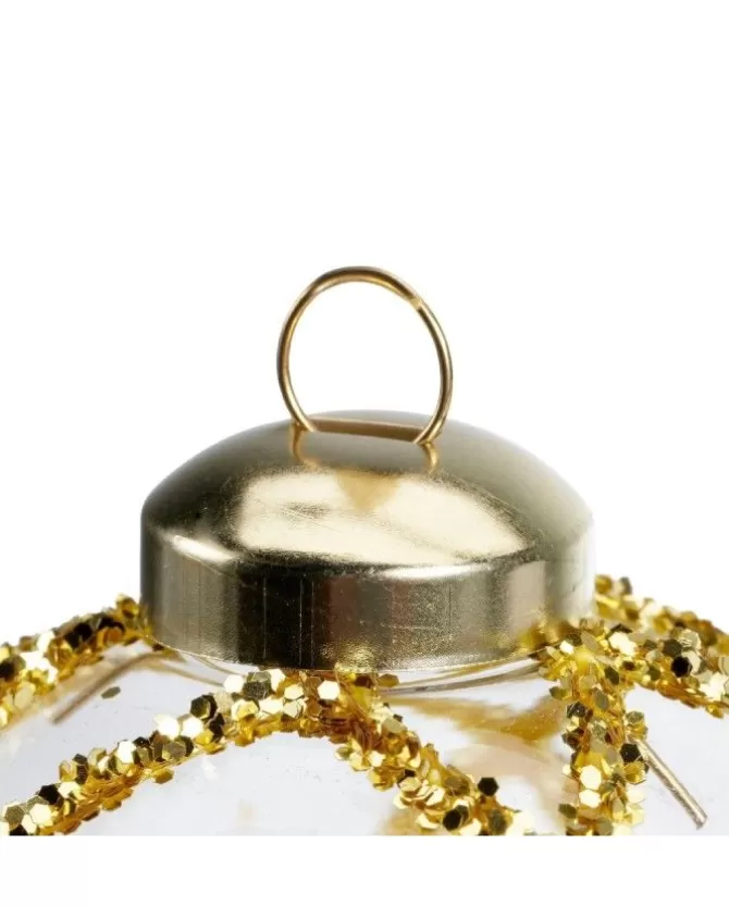 Pallina In Vetro Trasparente Con Decoro Dlitter Oro 3Ass>KAEMING Store